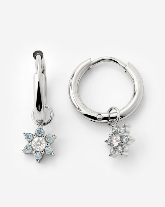 Blue Petal Hoop Set Small Argento