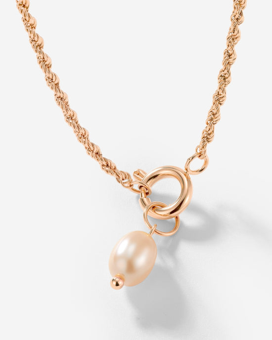 Perla Rosa Rope Chain Collana Set Oro Rosa