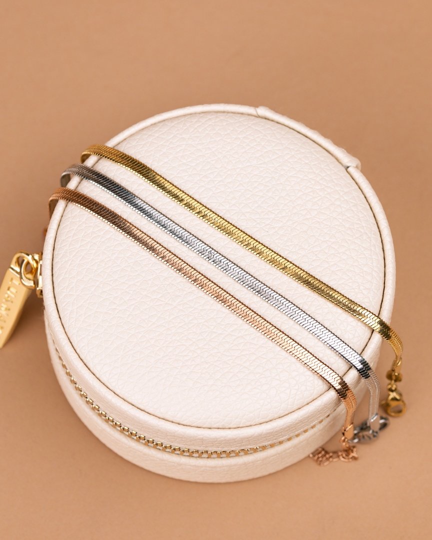 Slim Herringbone Collana Oro Rosa