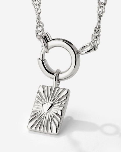 Glowing Heart Singapore Chain Collana Set Argento