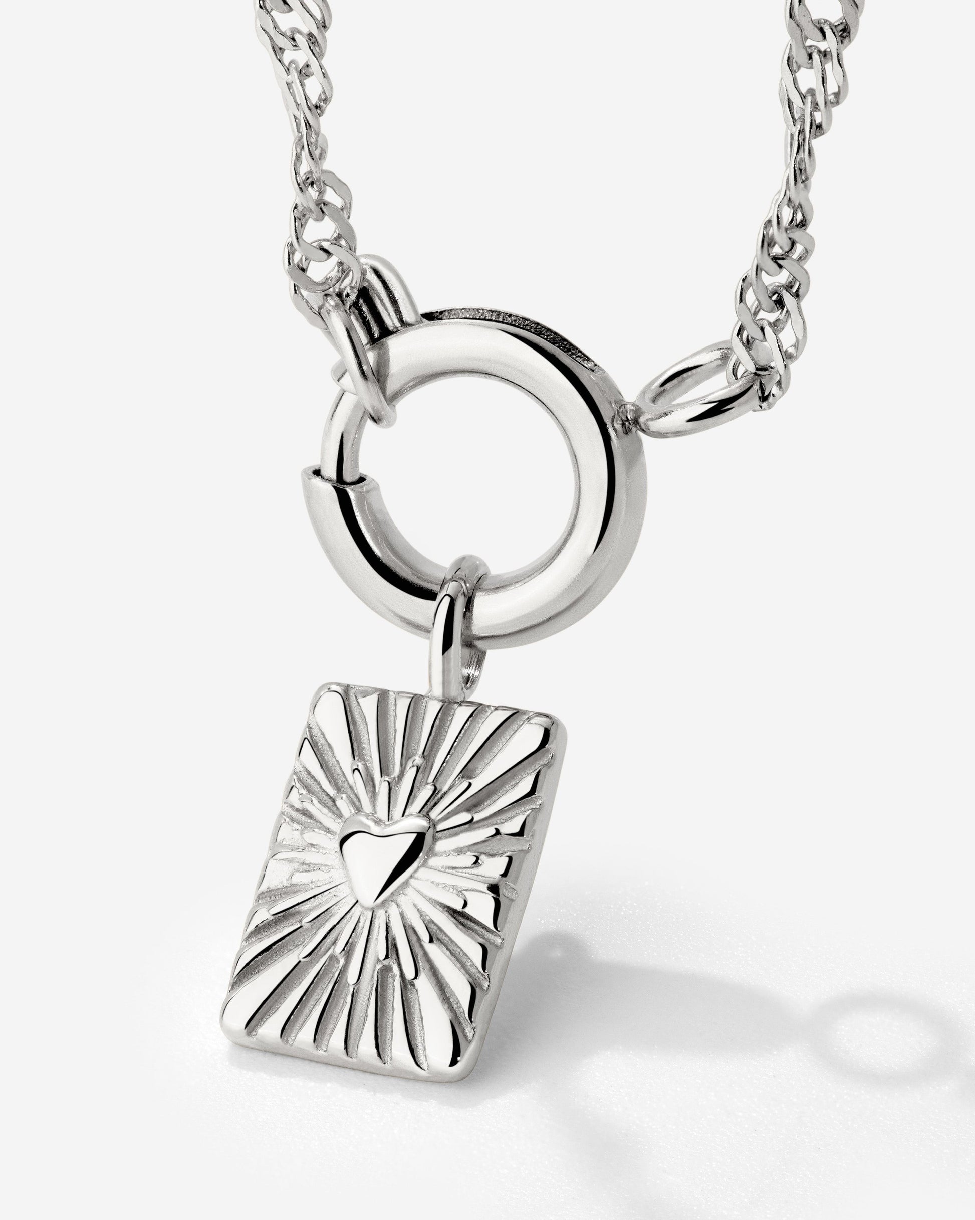 Glowing Heart Singapore Chain Collana Set Argento