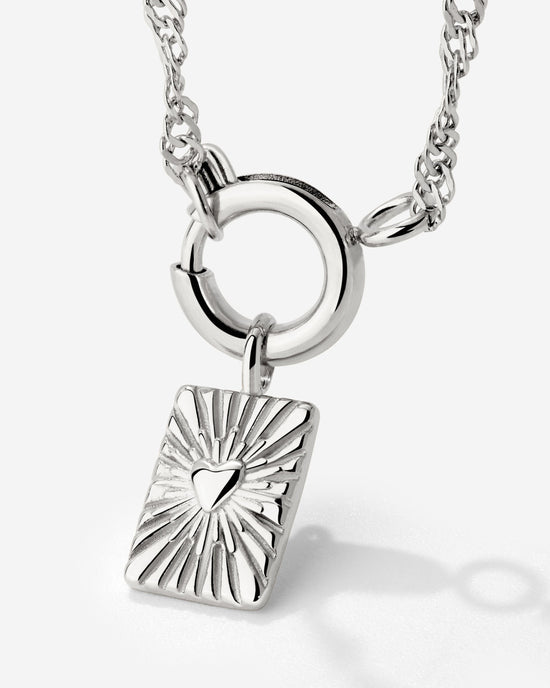 Glowing Heart Singapore Chain Collana Set Argento