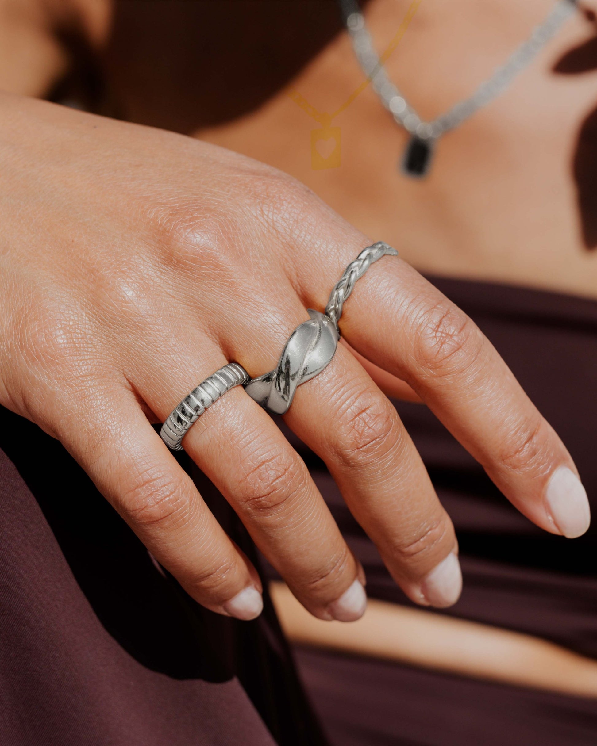 Striped Anello Bold Argento