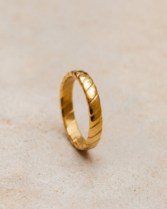 Flat Stripe Anello Oro Rosa