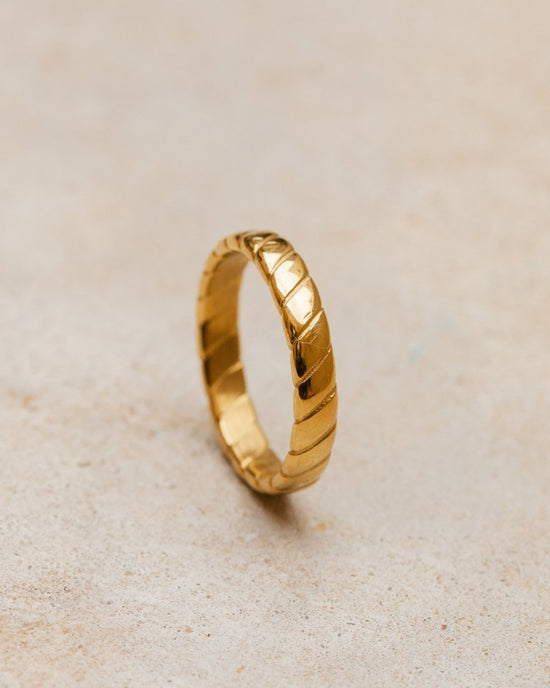 Flat Stripe Anello Oro Rosa