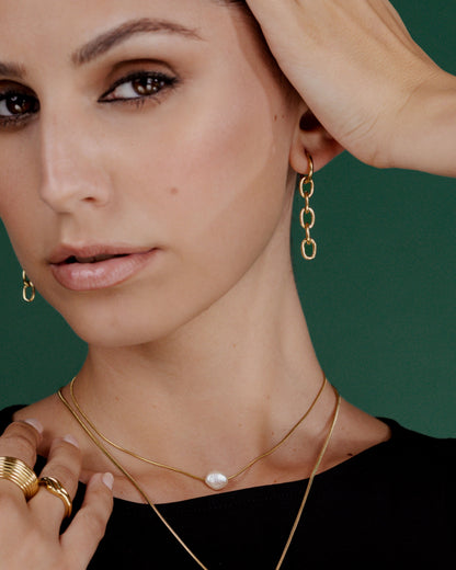 Long Link Hoop Set Small Oro