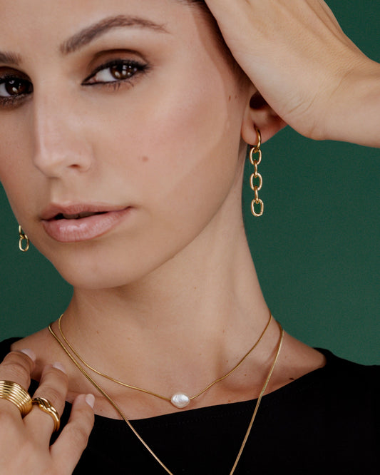 Long Link Hoop Set Small Oro
