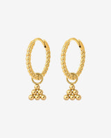 Tiny Beads Twisted Hoop Set Small Oro