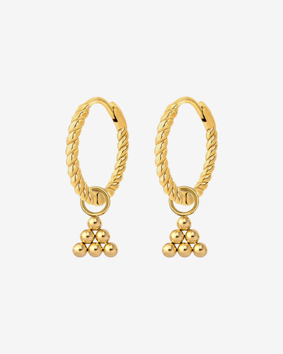 Tiny Beads Twisted Hoop Set Small Oro