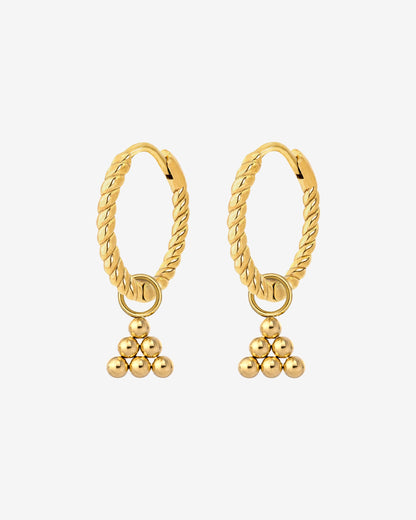 Tiny Beads Twisted Hoop Set Small Oro