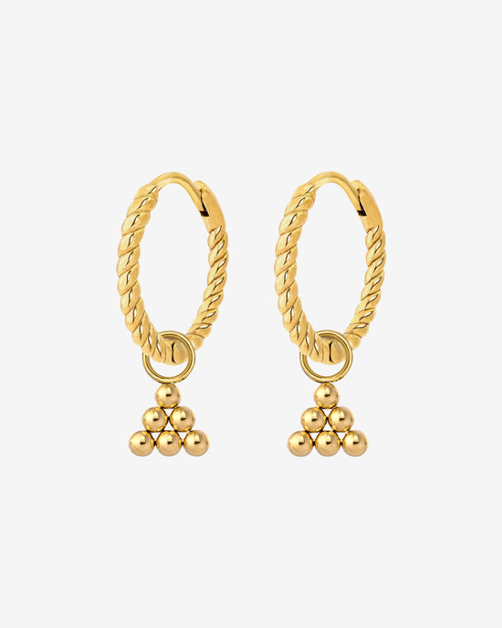 Tiny Beads Twisted Hoop Set Small Oro