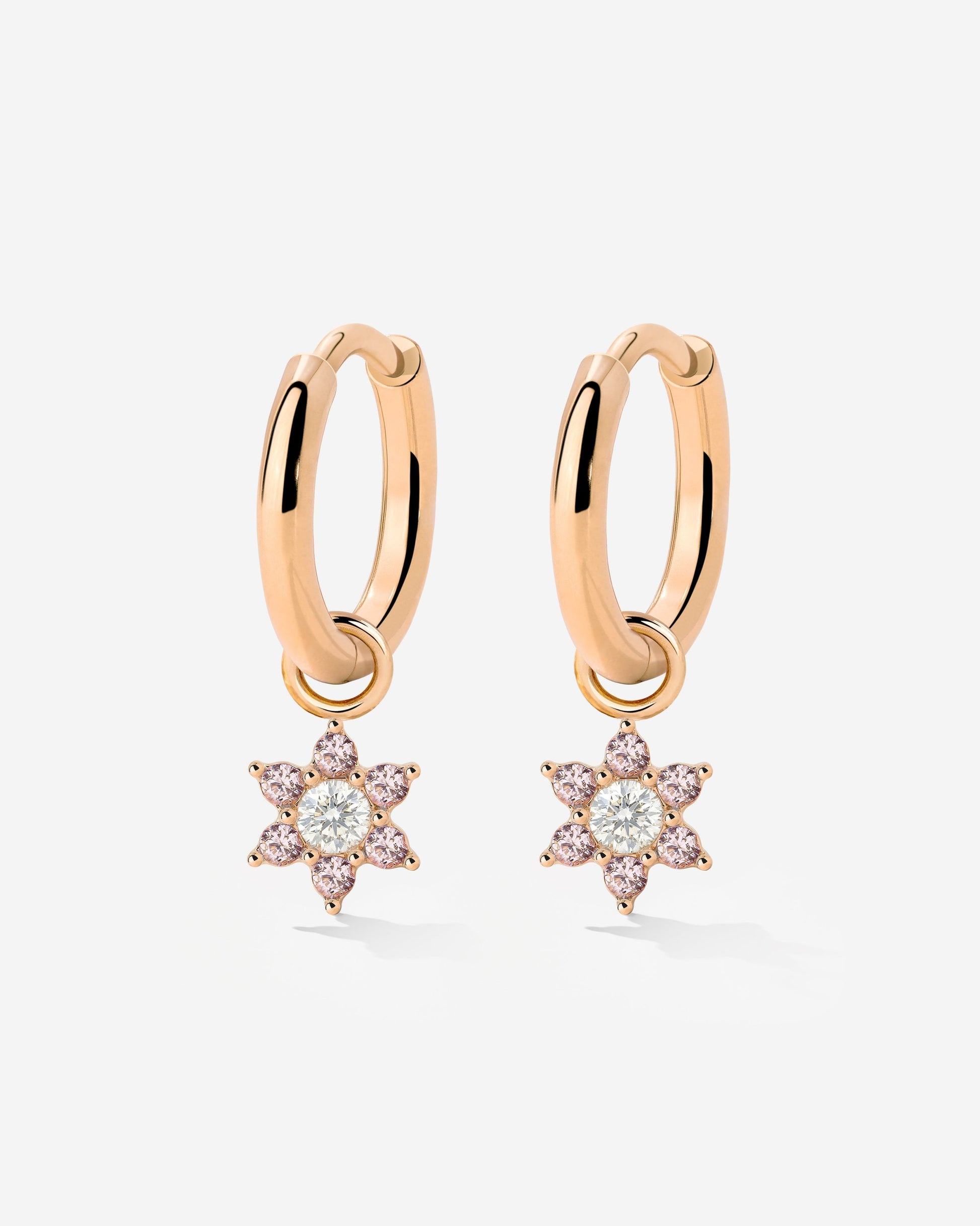 Pink Petal Hoop Set Small Oro Rosa