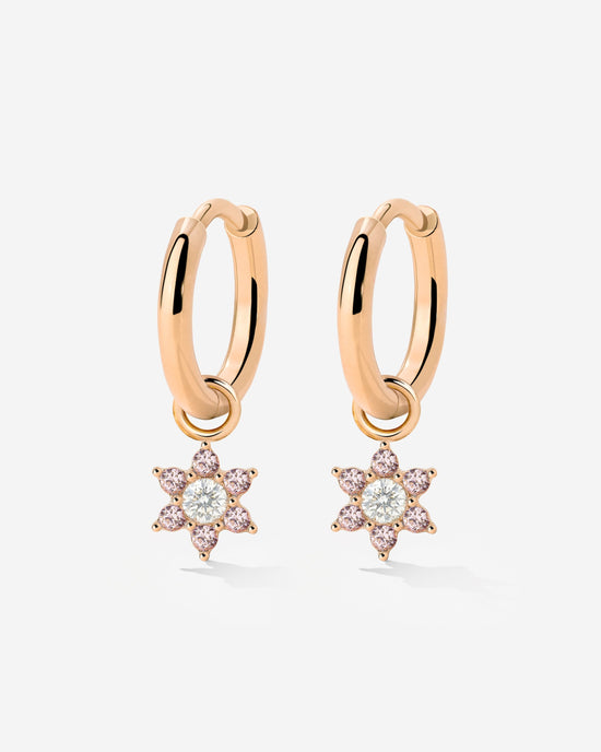 Pink Petal Hoop Set Small Oro Rosa