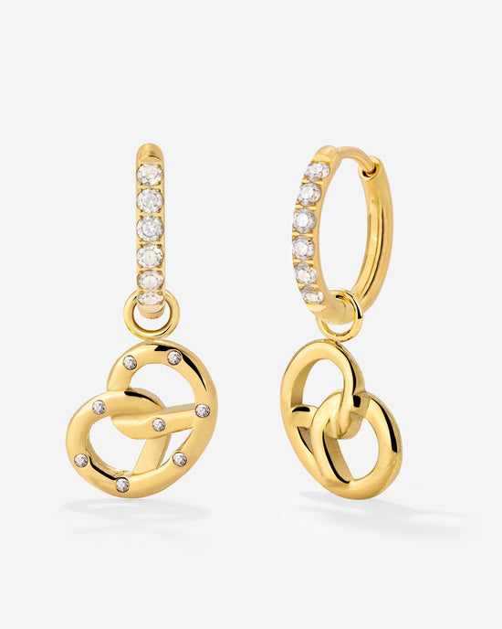 Bedazzled Pretzel Glimmer Hoop Set Small Oro