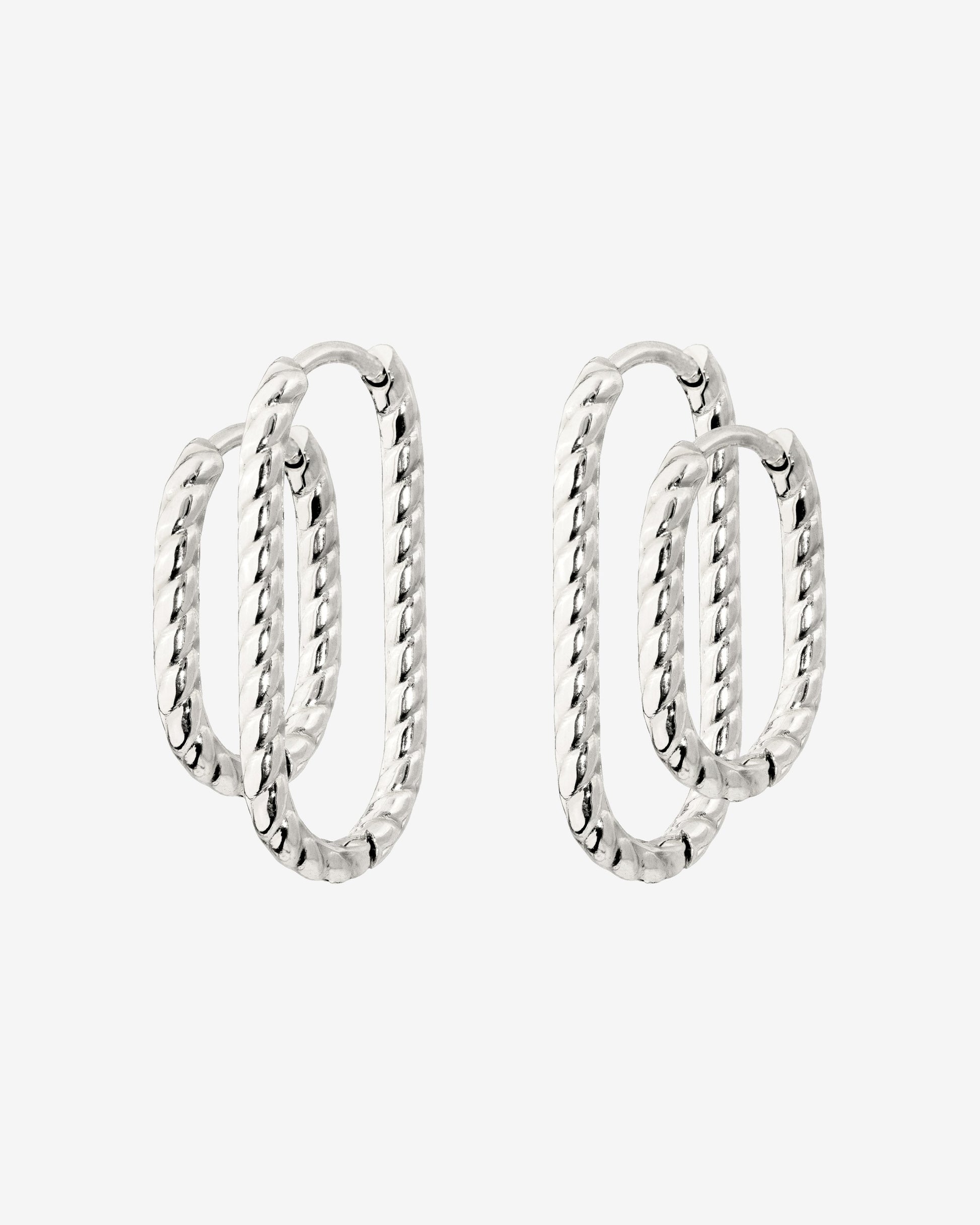 Oval Twisted Hoop Set Argento