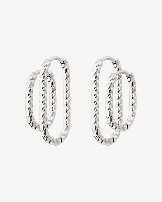 Oval Twisted Hoop Set Argento