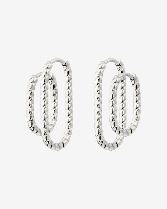 Oval Twisted Hoop Set Argento