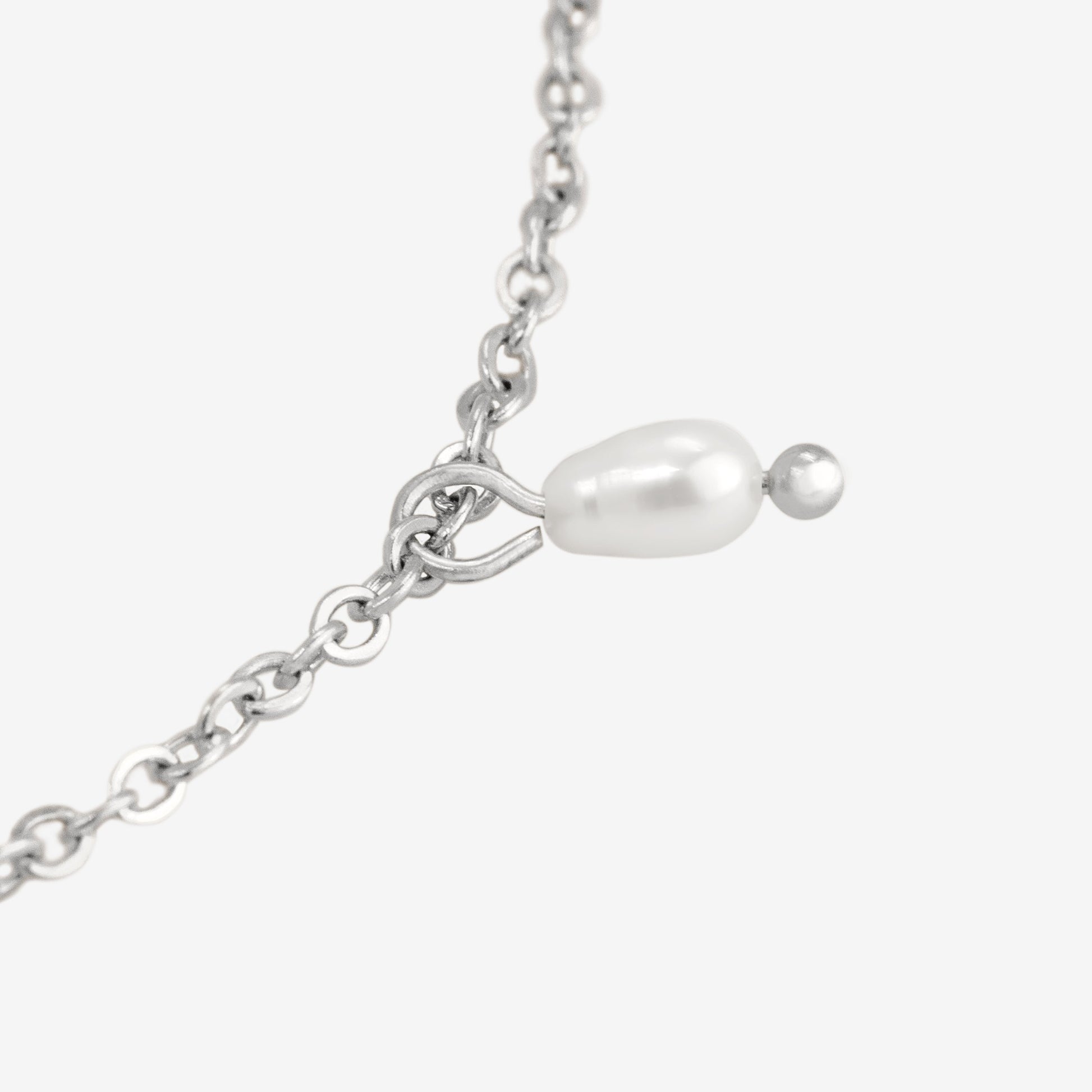 Perla Blanco Cavigliera Argento