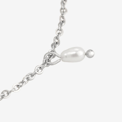 Perla Blanco Cavigliera Argento
