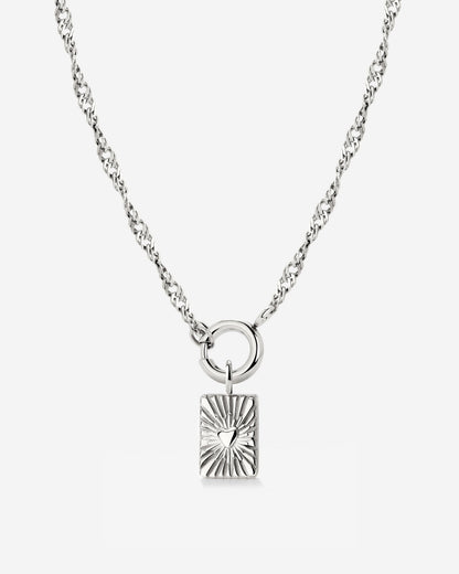 Glowing Heart Singapore Chain Collana Set Argento