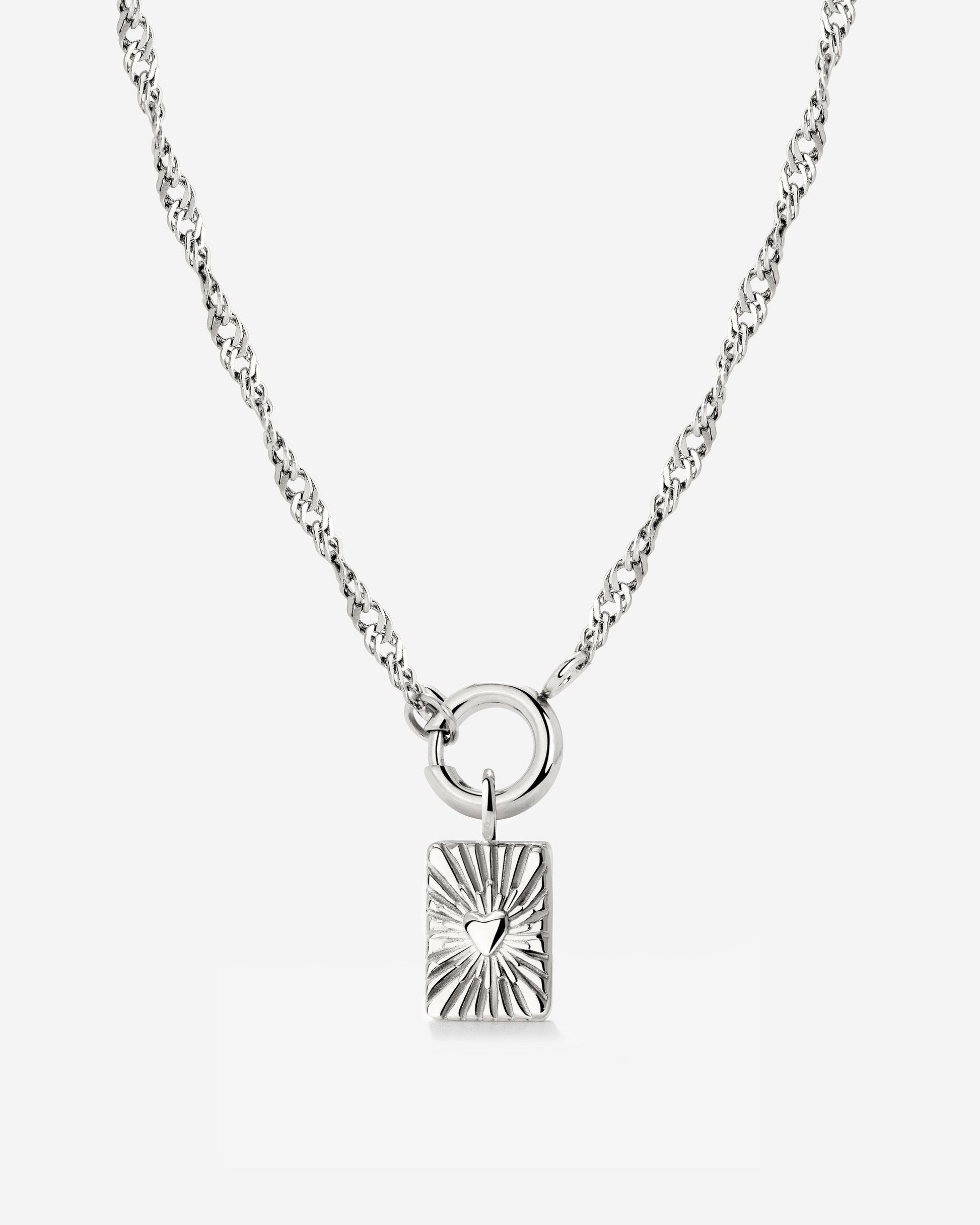 Glowing Heart Singapore Chain Collana Set Argento