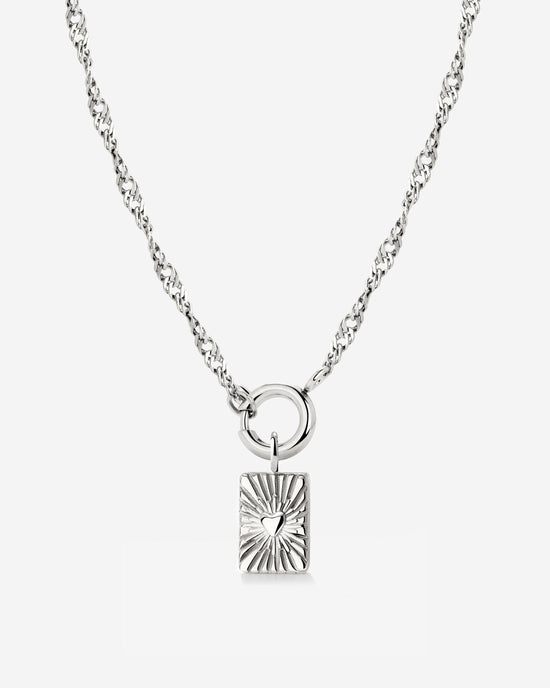 Glowing Heart Singapore Chain Collana Set Argento