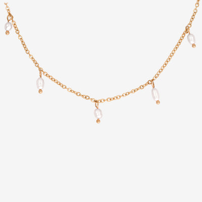 Perla Blanco Choker Oro Rosa
