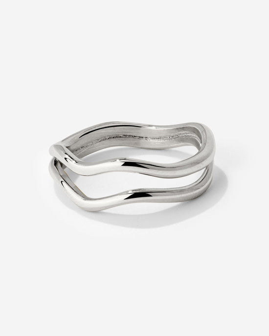 Double Wave Anello Argento