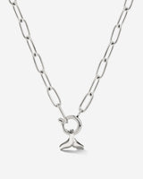 Whale Tail Oval Links Collana Set Argento