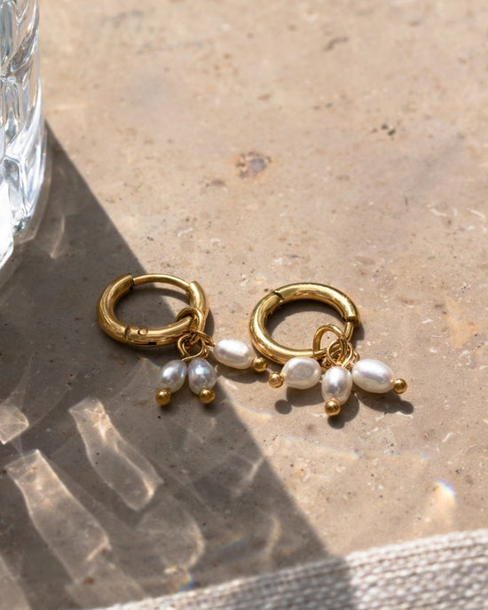 Tres Perlas Hoop Set Argento
