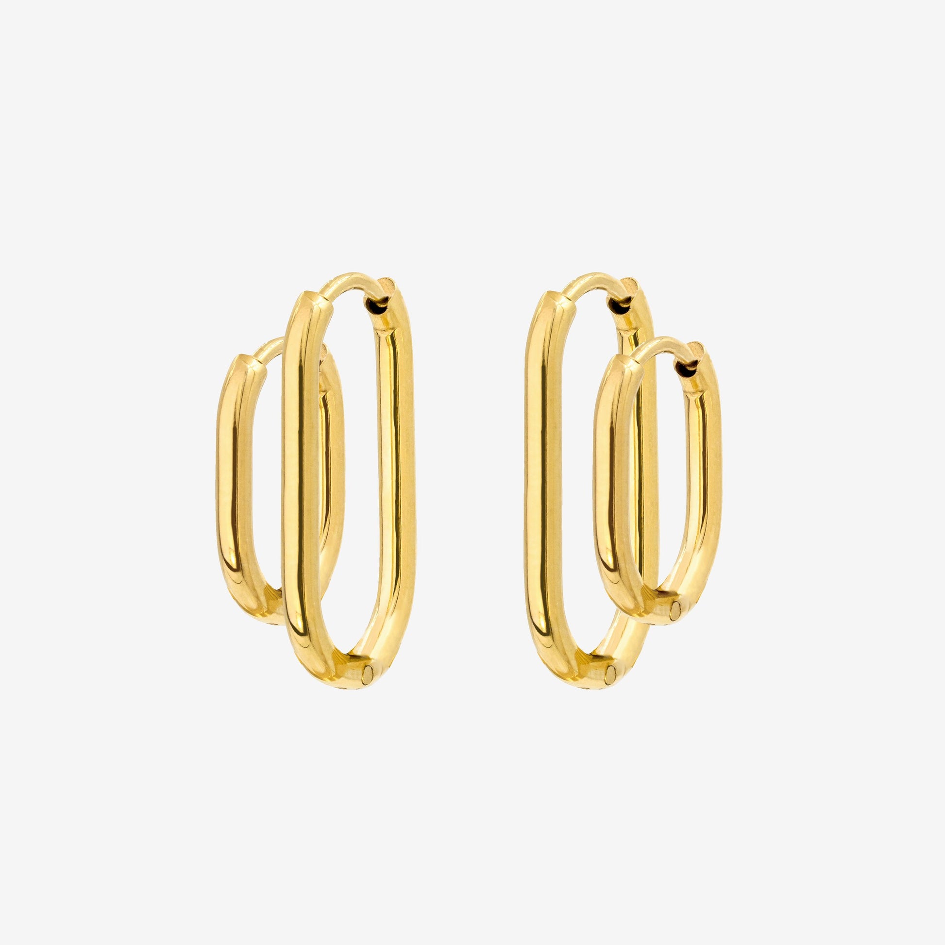 Oval Clean Hoop Set Oro