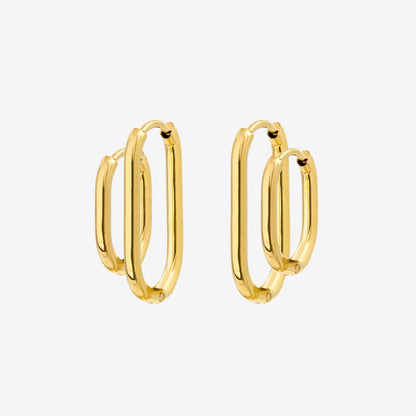 Oval Clean Hoop Set Oro