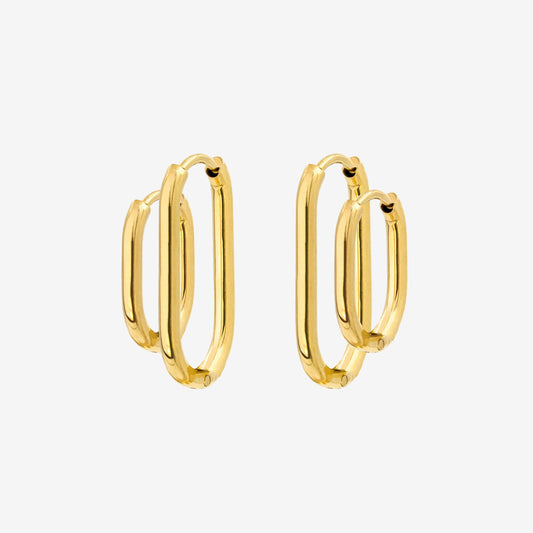 Oval Clean Hoop Set Oro