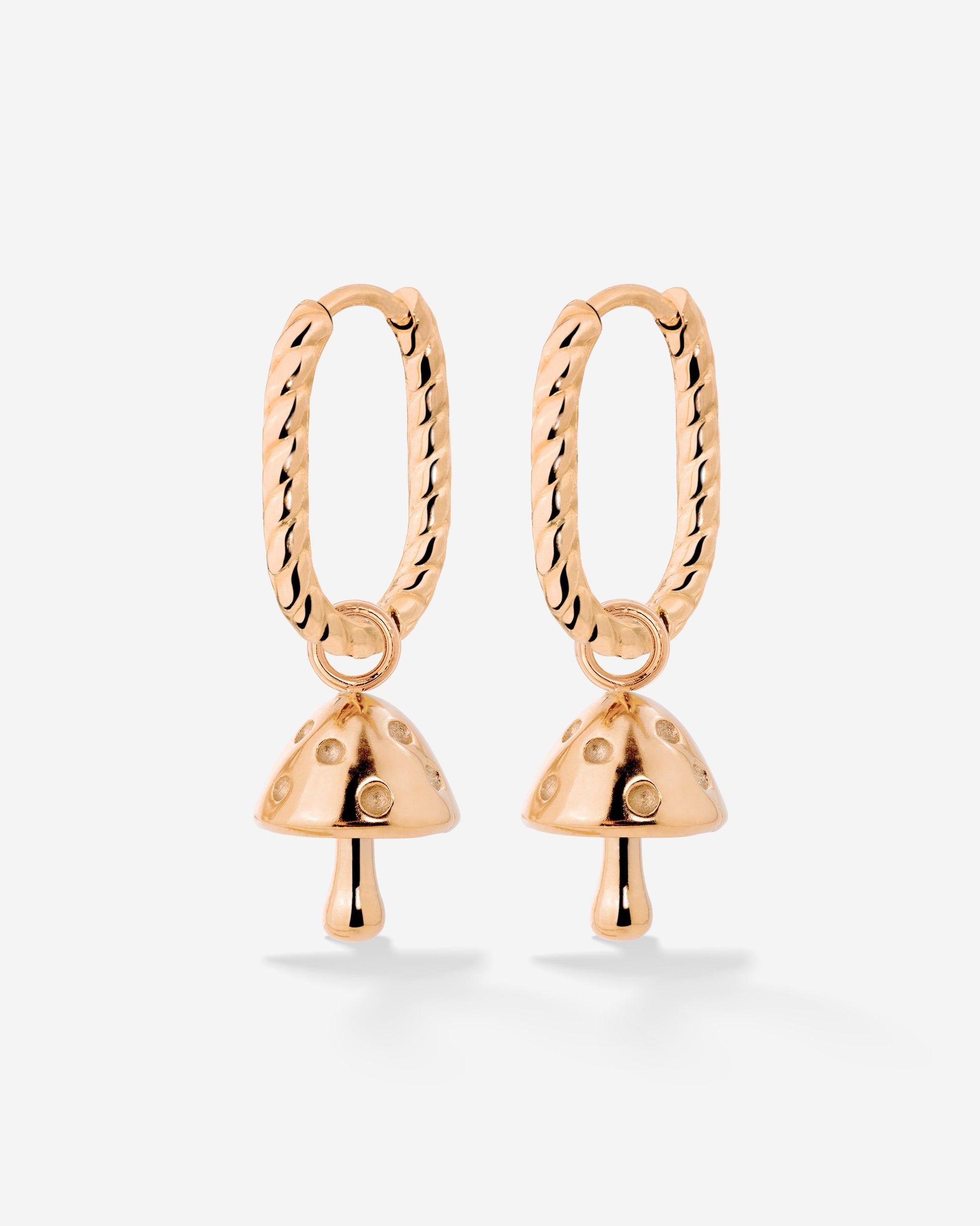 Cute Mushroom Twisted Oval Hoop Set Baby Oro Rosa