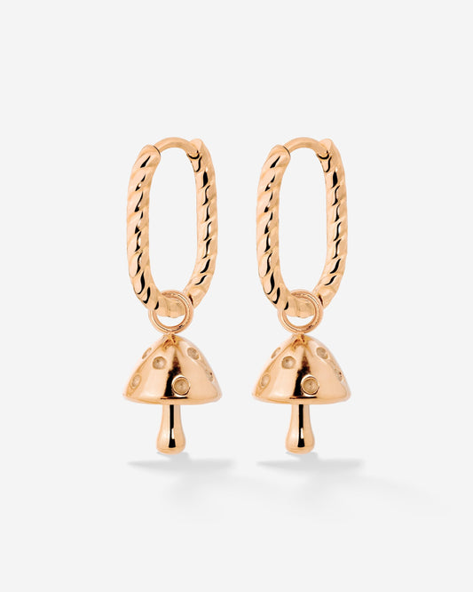 Cute Mushroom Twisted Oval Hoop Set Baby Oro Rosa