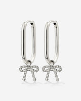 Dotted Ribbon Oval Hoop Set Small Argento