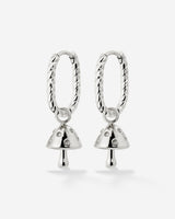 Cute Mushroom Twisted Oval Hoop Set Baby Argento