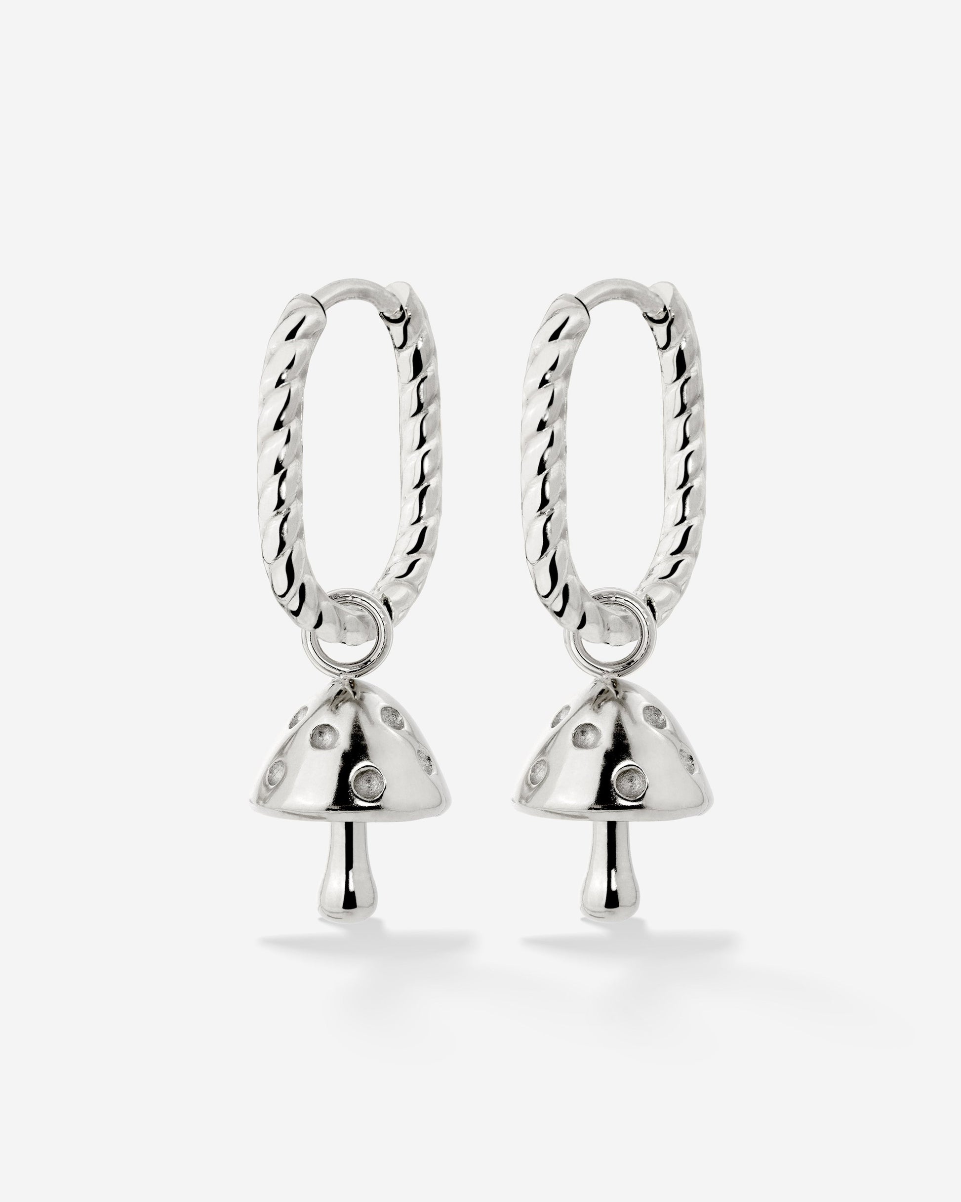 Cute Mushroom Twisted Oval Hoop Set Baby Argento