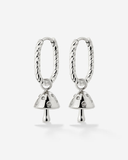 Cute Mushroom Twisted Oval Hoop Set Baby Argento