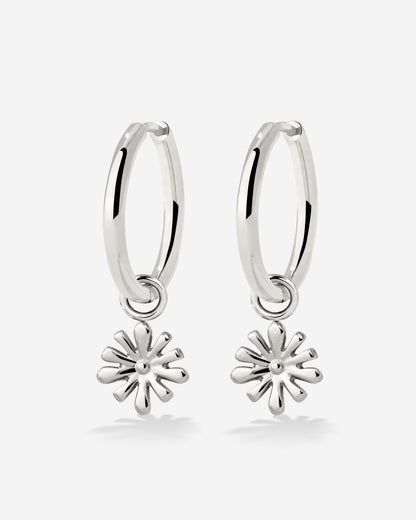 Flowery Hoop Set Medium Argento