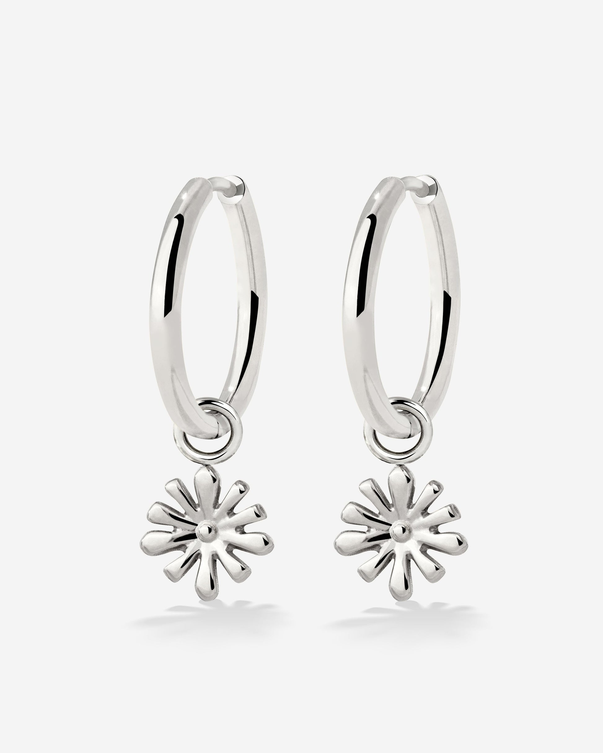 Flowery Hoop Set Medium Argento