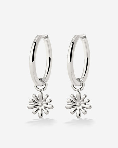 Flowery Hoop Set Medium Argento
