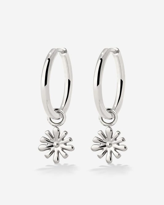 Flowery Hoop Set Medium Argento