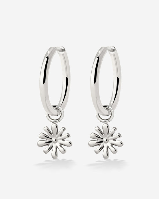 Flowery Hoop Set Medium Argento