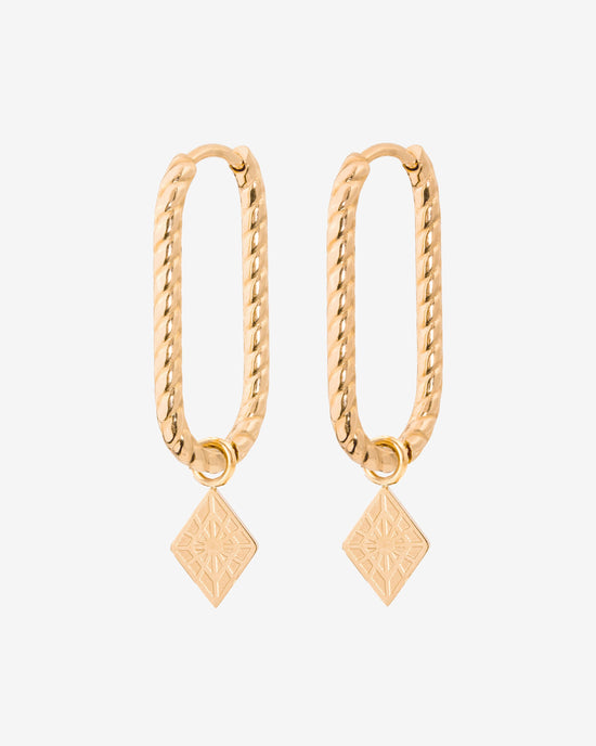 Rombo Oval Twisted Hoops Small Oro Rosa
