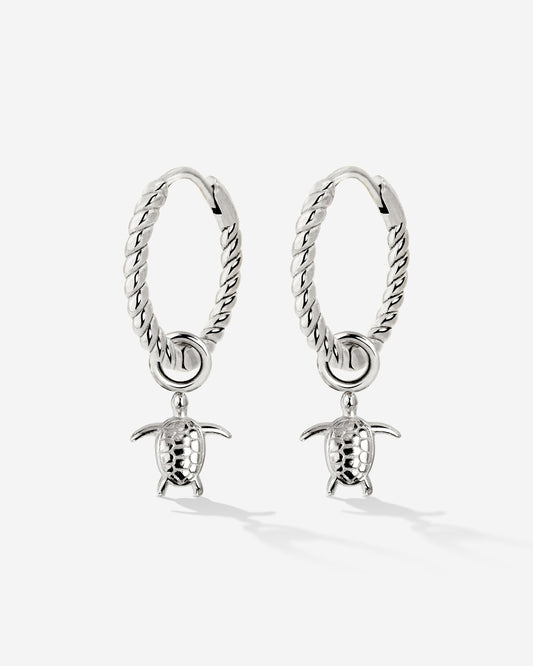 Sea Turtle Twisted Hoop Set Small Argento