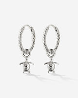Sea Turtle Twisted Hoop Set Small Argento