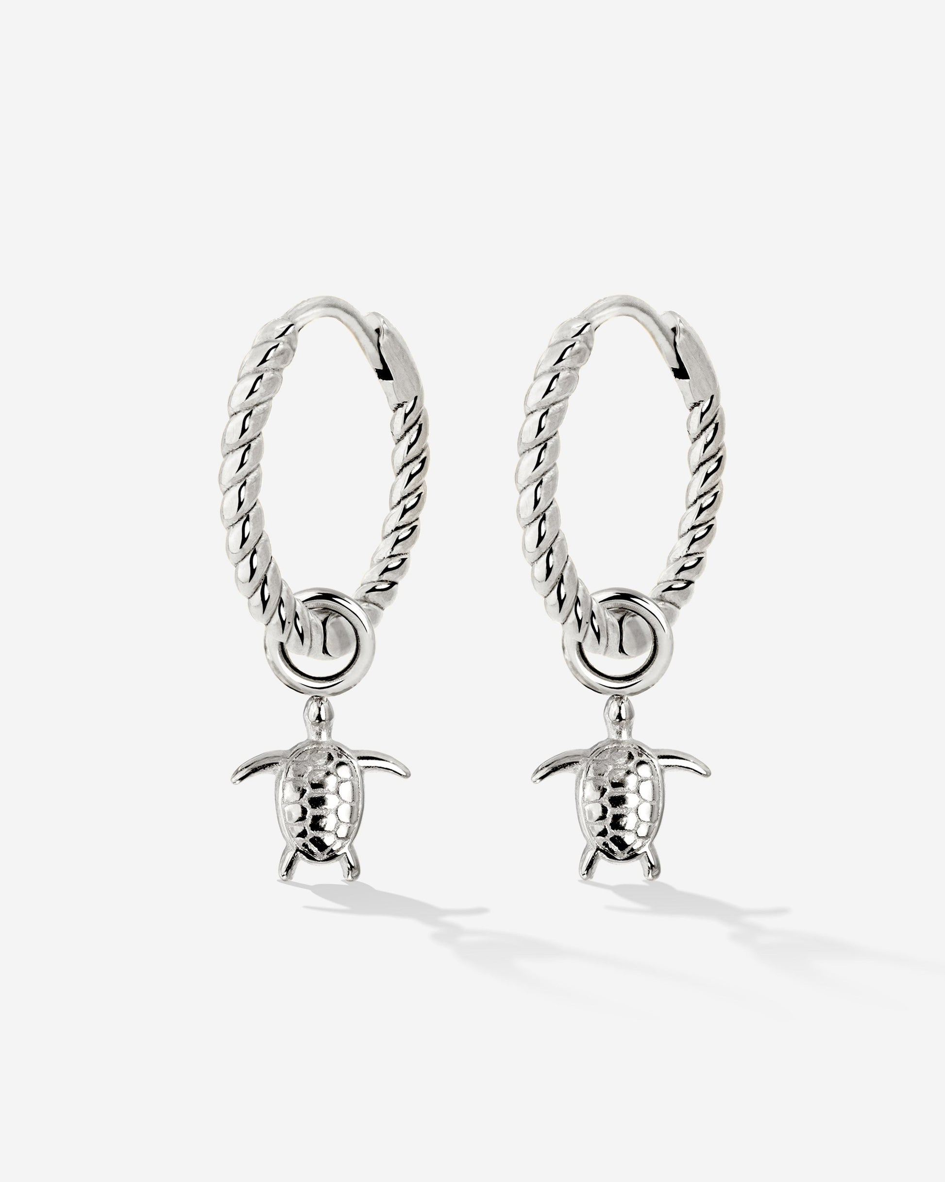 Sea Turtle Twisted Hoop Set Small Argento