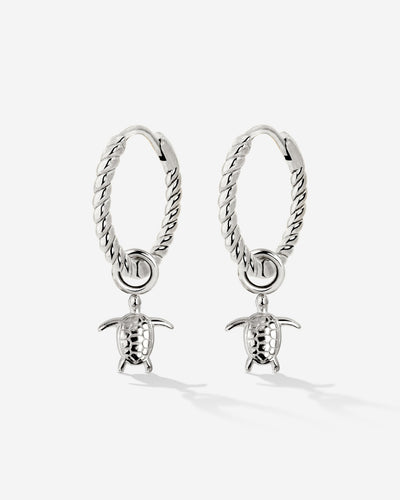 Sea Turtle Twisted Hoop Set Small Argento