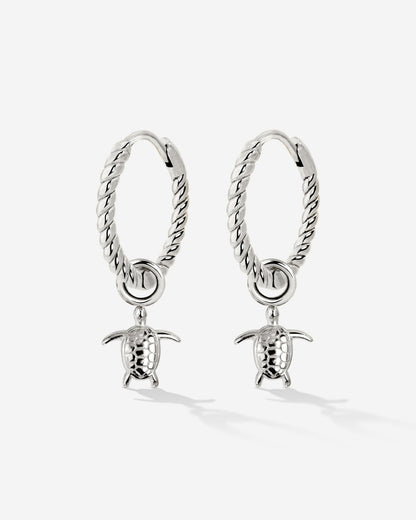 Sea Turtle Twisted Hoop Set Small Argento